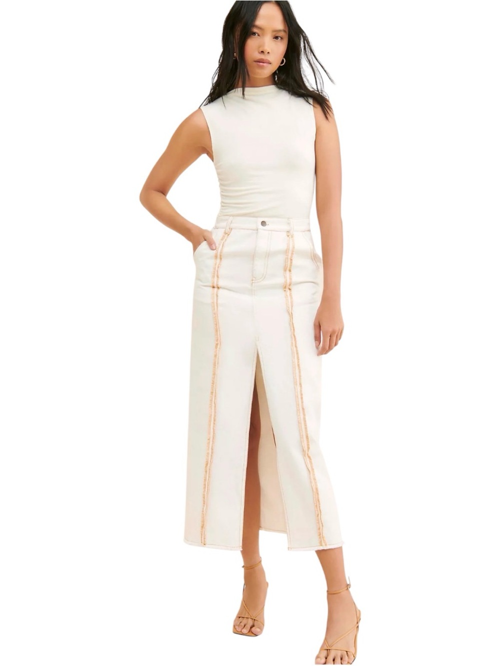 Anthropologie Moon River Overlock Midi Skirt Size Small
